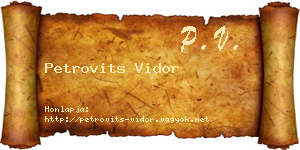 Petrovits Vidor névjegykártya